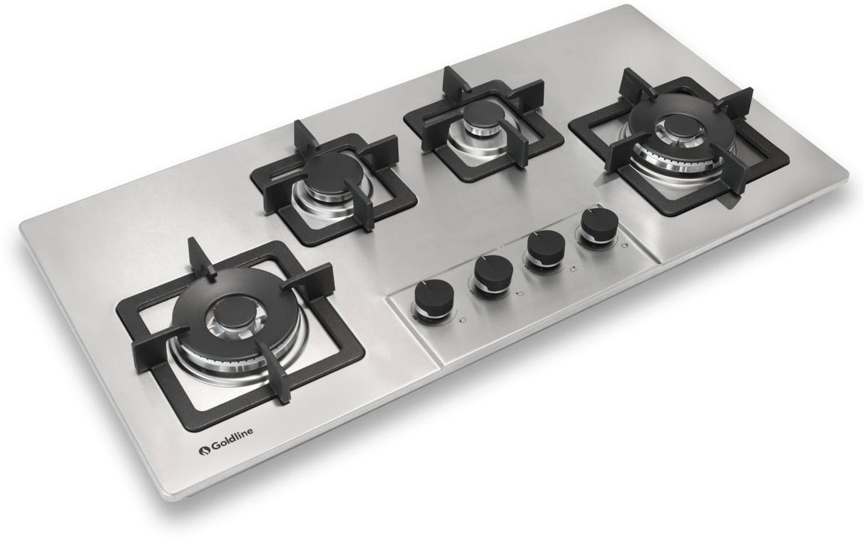 Goldline 90cm 4 Burners Gas Cooktop Stainless Steel Narrow SAB4GLSS