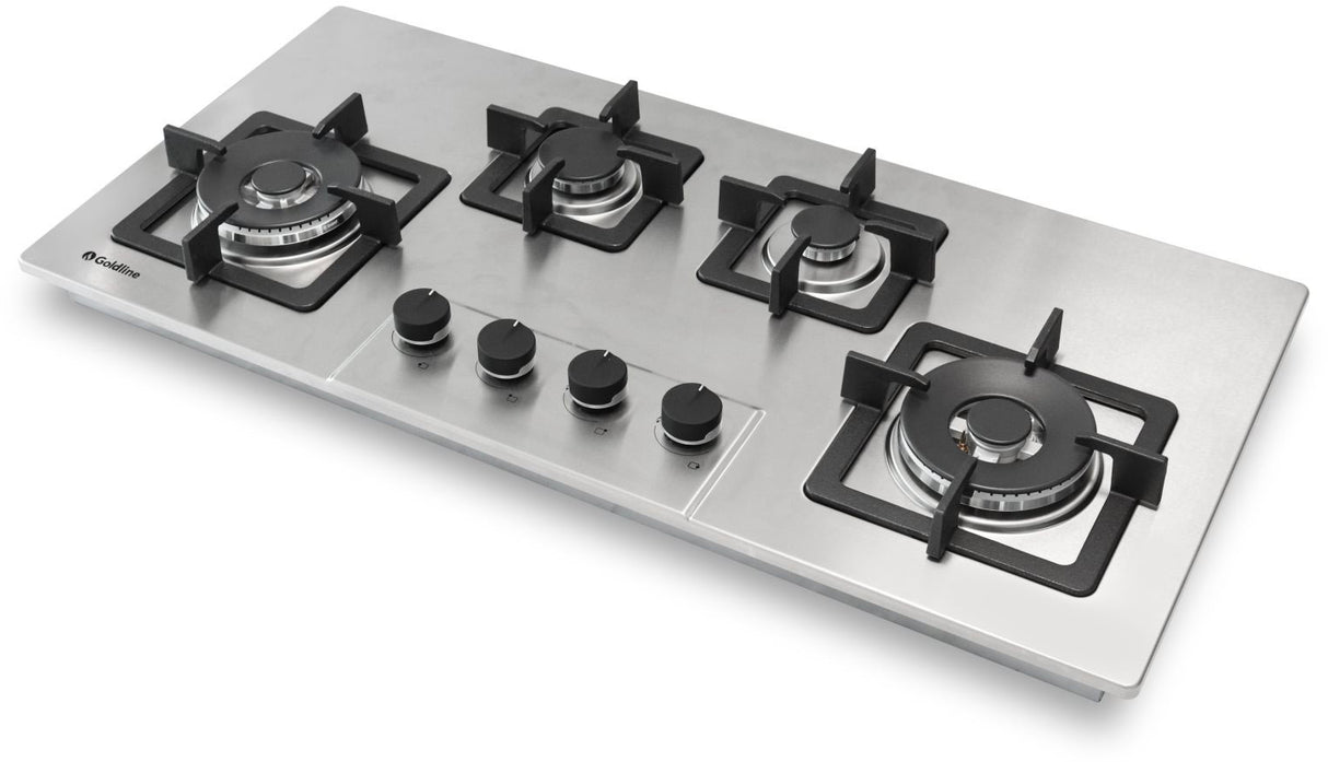 Goldline 90cm 4 Burners Gas Cooktop Stainless Steel Narrow SAB4GLSS