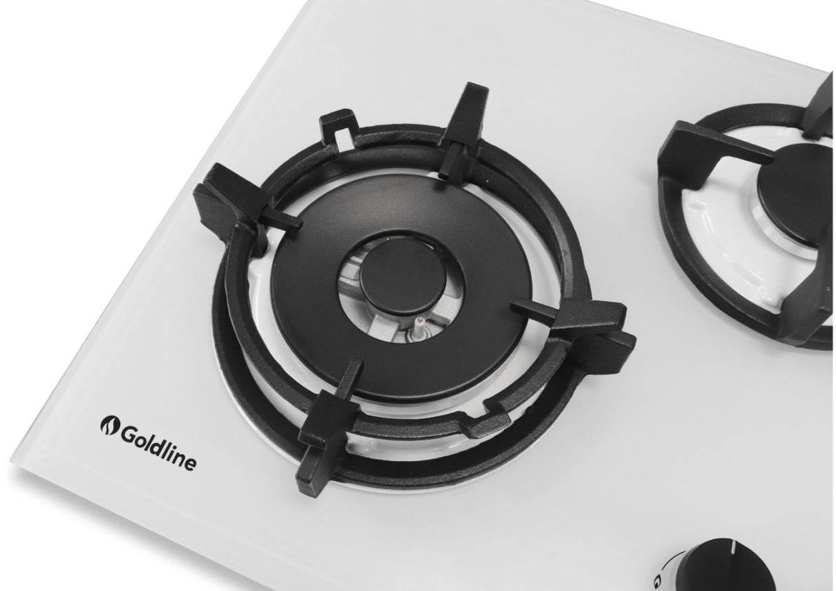Goldline 90cm 4 Burners Gas Cooktop White Narrow SAB4GLW