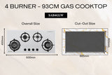 Goldline 90cm 4 Burners Gas Cooktop White Narrow SAB4GLW