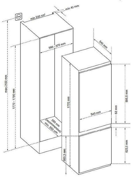 Smeg 242L Integrated Bottom Mount Refrigerator SABI256BM | Greater Sydney Only