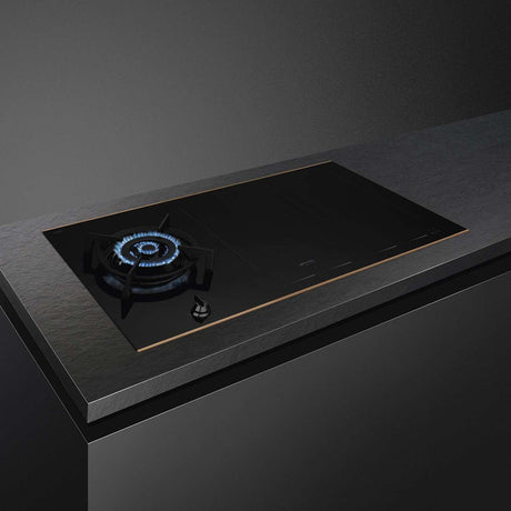 Smeg 90cm Dolce Stil Novo Gas and Induction Cooktop Black SAIG6954R