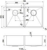 Oliveri Spectra Double Bowl Sink Gun Metal SB63GM
