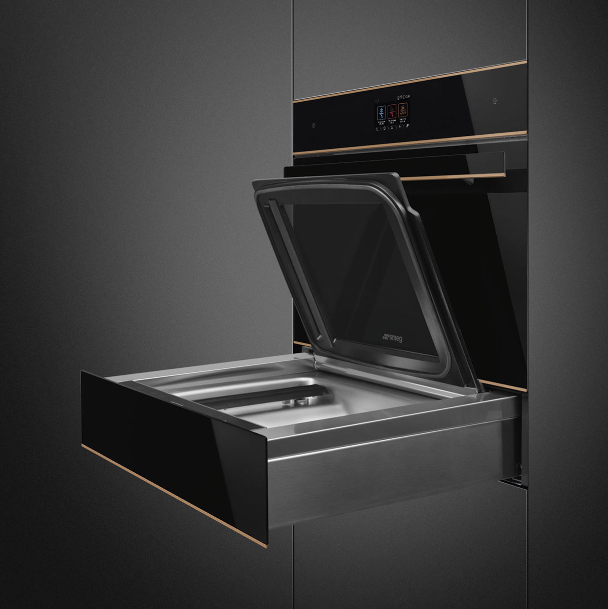 Smeg 45cm Dolce Stil Novo Compact Blast Chiller Black SBC4604WNR