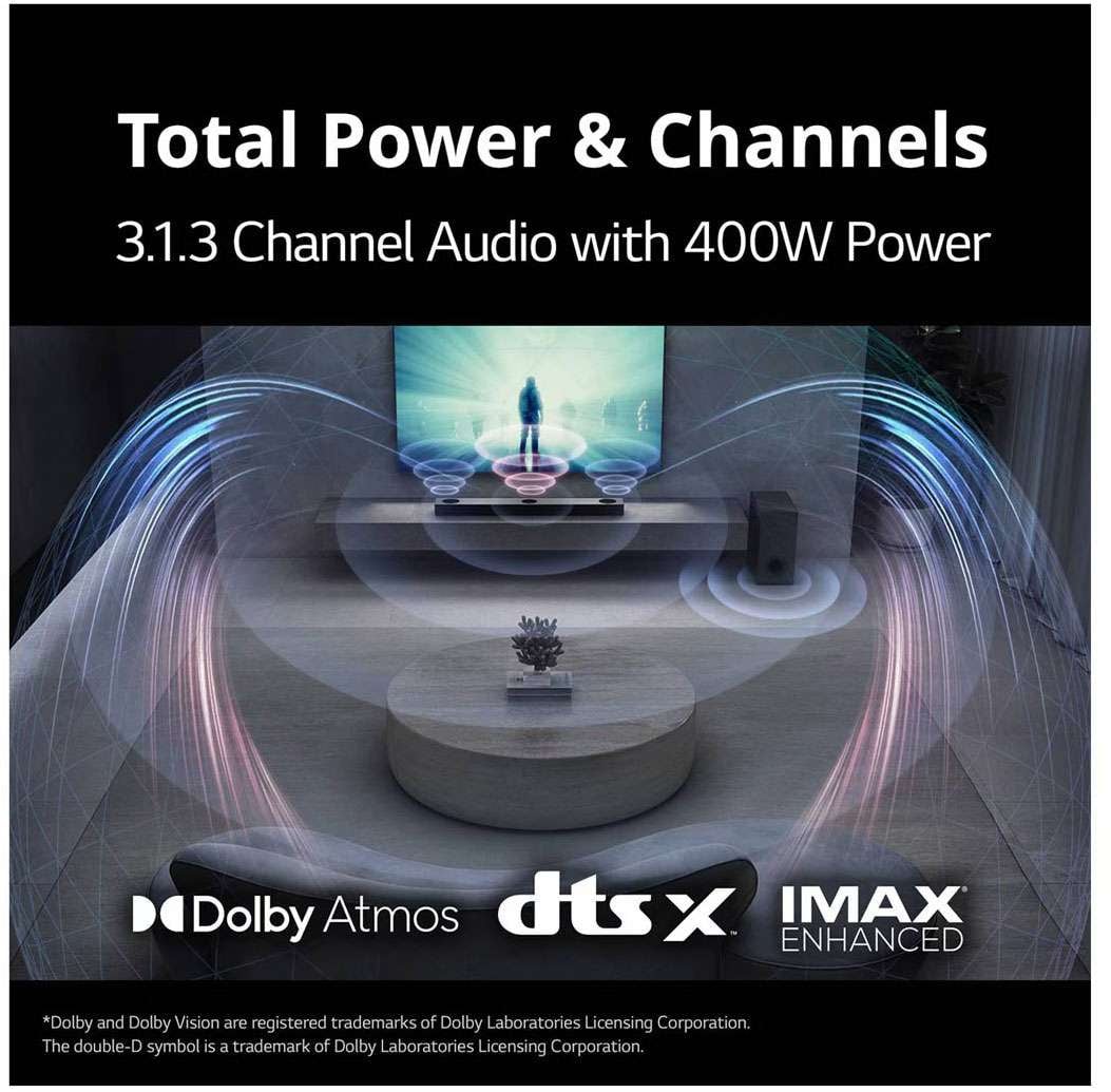 LG 3.1.3 Channel Soundbar with Wireless Subwoofer SC9S