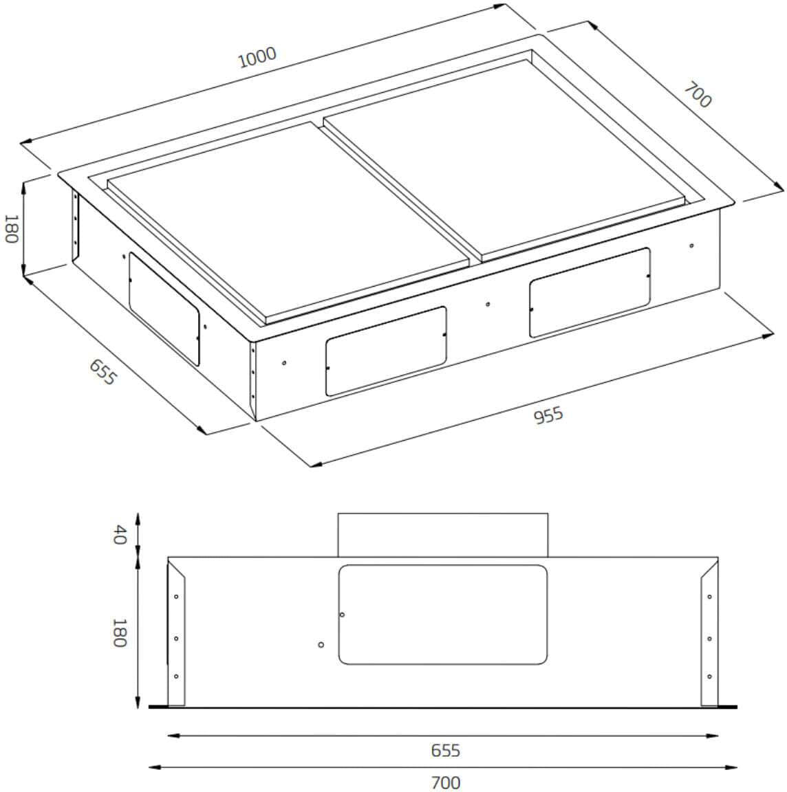 Schweigen 100cm Silent 3200m3/hr Black Ceiling Cassette Rangehood SCC1000B-SE