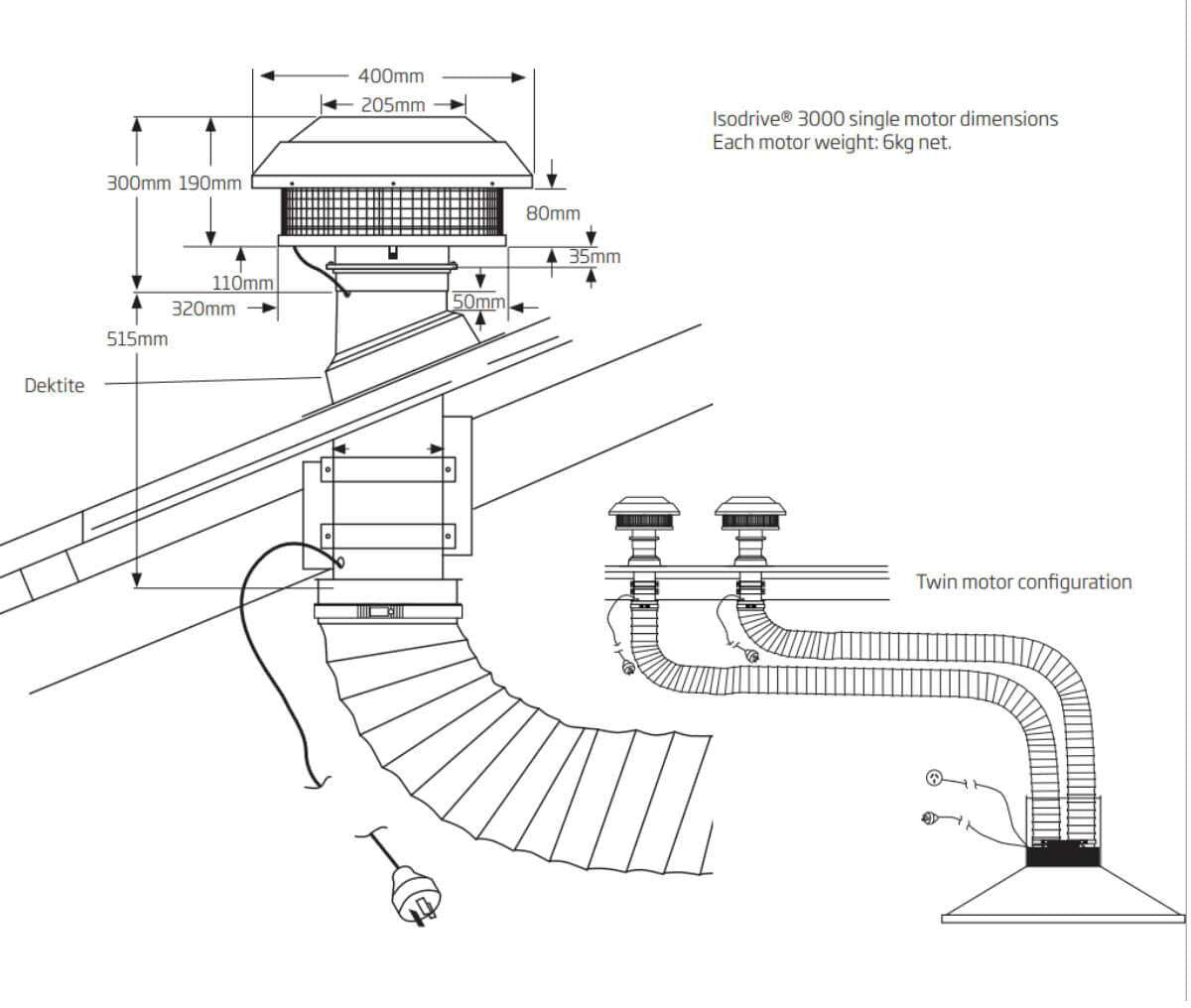 Schweigen 120cm Silent 3000m3/hr S/S TwinMotor Ceiling Rangehood SCC1200-SP2