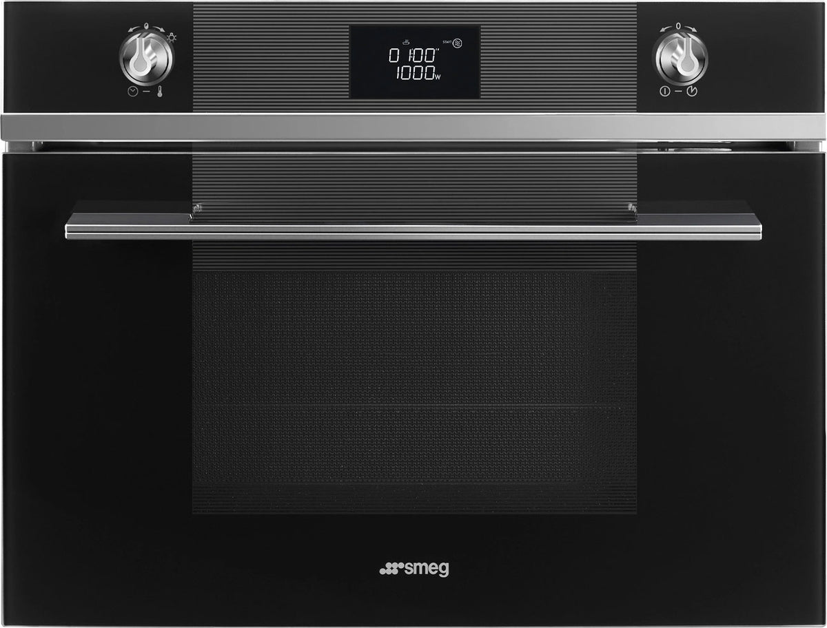 Smeg 45cm Linea Combi Microwave Electric Built-In Oven Black SF4102MCN