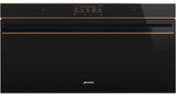 Smeg 90cm Dolce Stil Novo Copper Trim Pyrolytic Wall Oven Black SFPR9606WTPNR