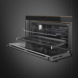 Smeg 90cm Dolce Stil Novo Copper Trim Pyrolytic Wall Oven Black SFPR9606WTPNR