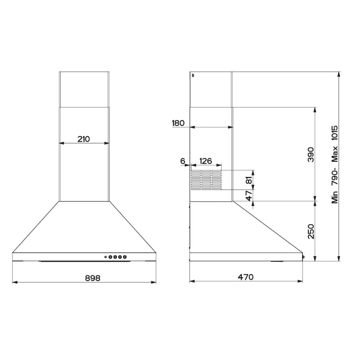 Smeg 90cm Canopy Rangehood Stainless Steel SHW910X2