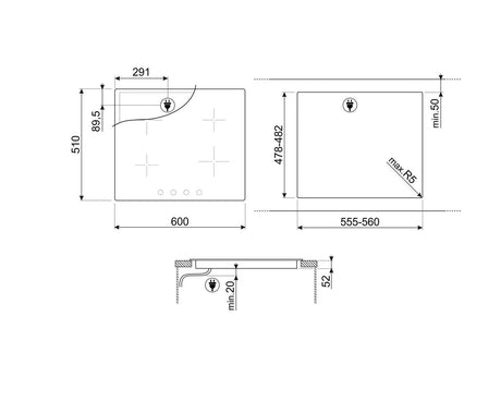 Smeg 60cm Induction Cooktop SI364BM