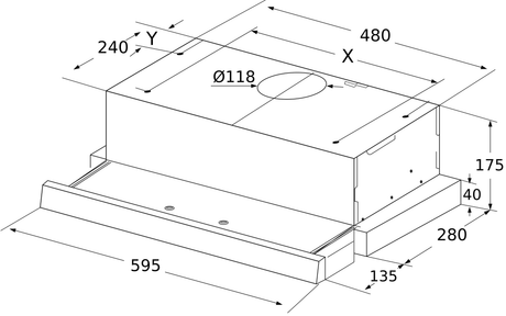 Casa 60cm Slideout Rangehood SLDCA60