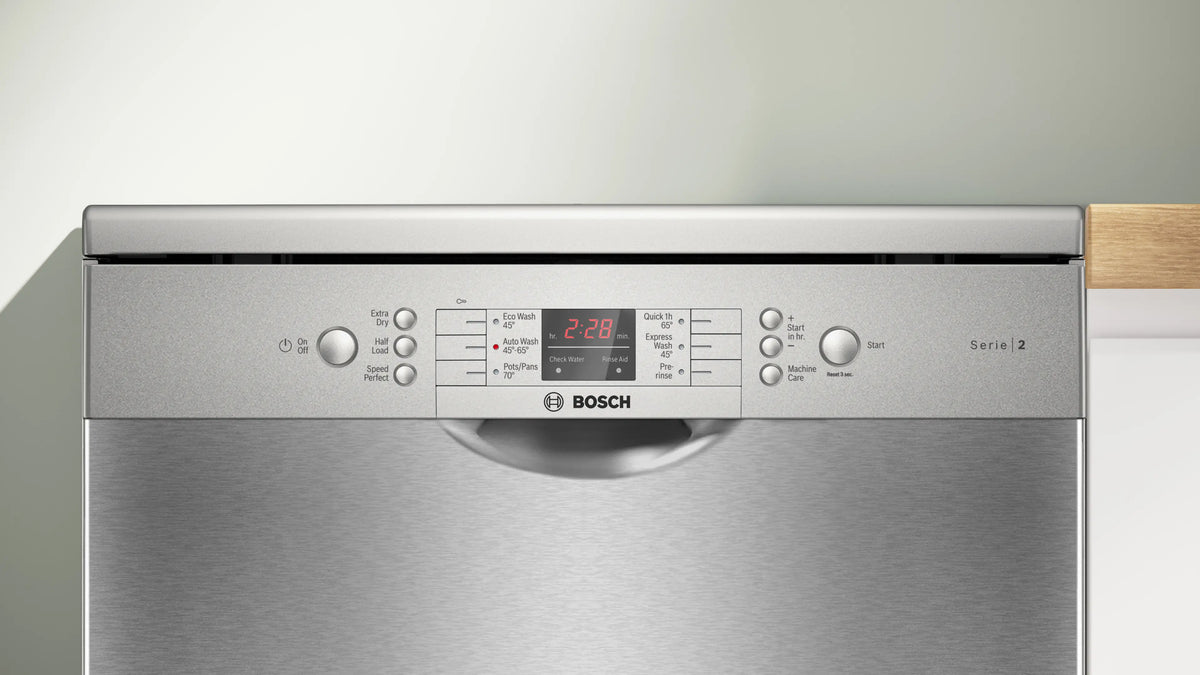 Bosch Series 2 60cm Freestanding Dishwasher Brushed Steel Anti-Fingerprint SMS26AI03A