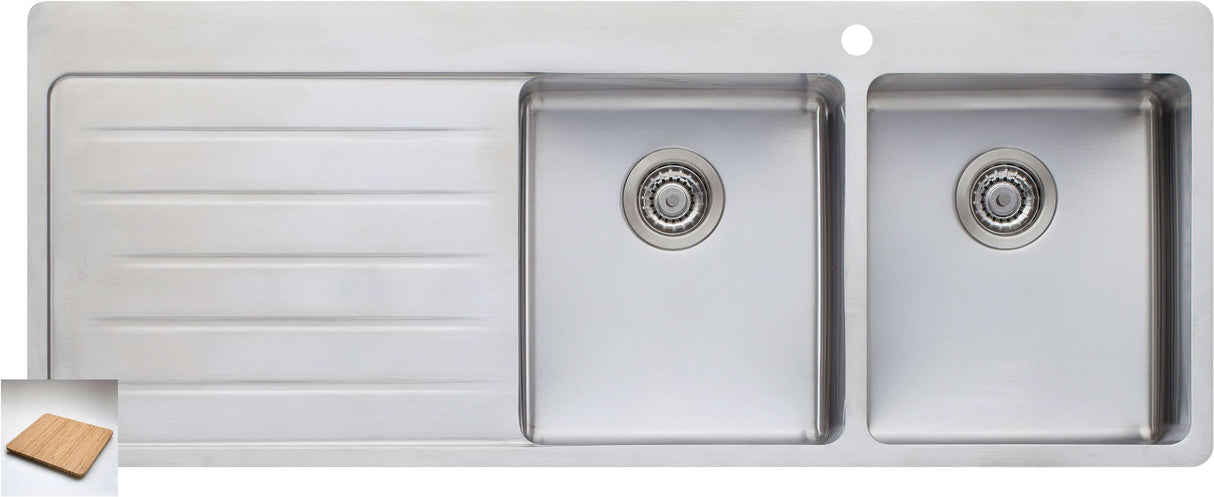 Oliveri Sonetto Double Right Hand Bowl Inset Sink With Drainer SN1072