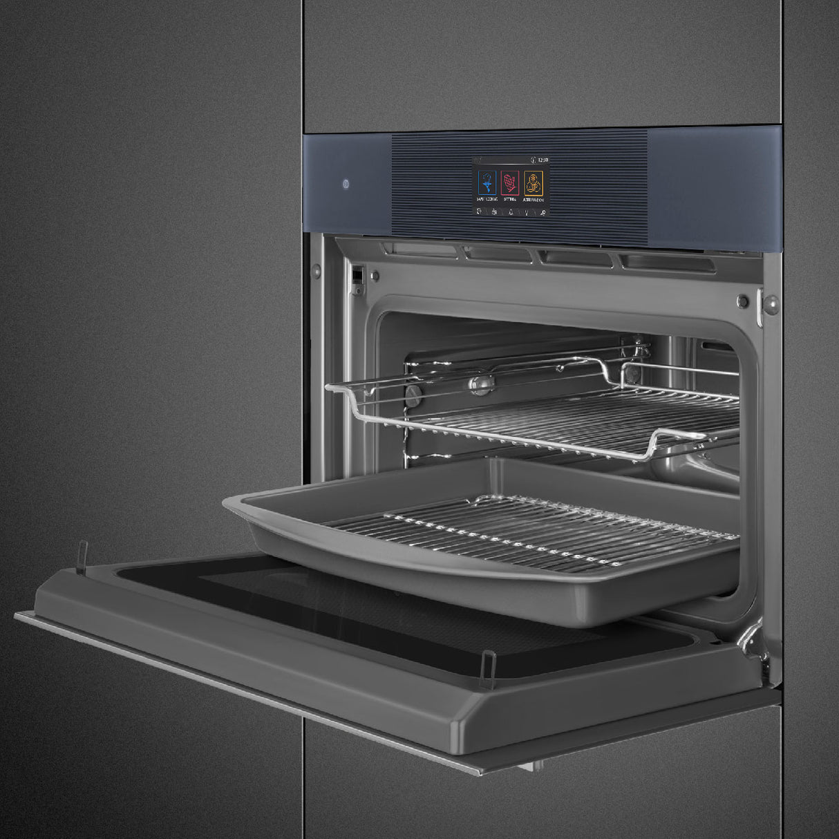 Smeg 45cm Linea Compact Omnichef Oven Neptune Grey SO4104APG