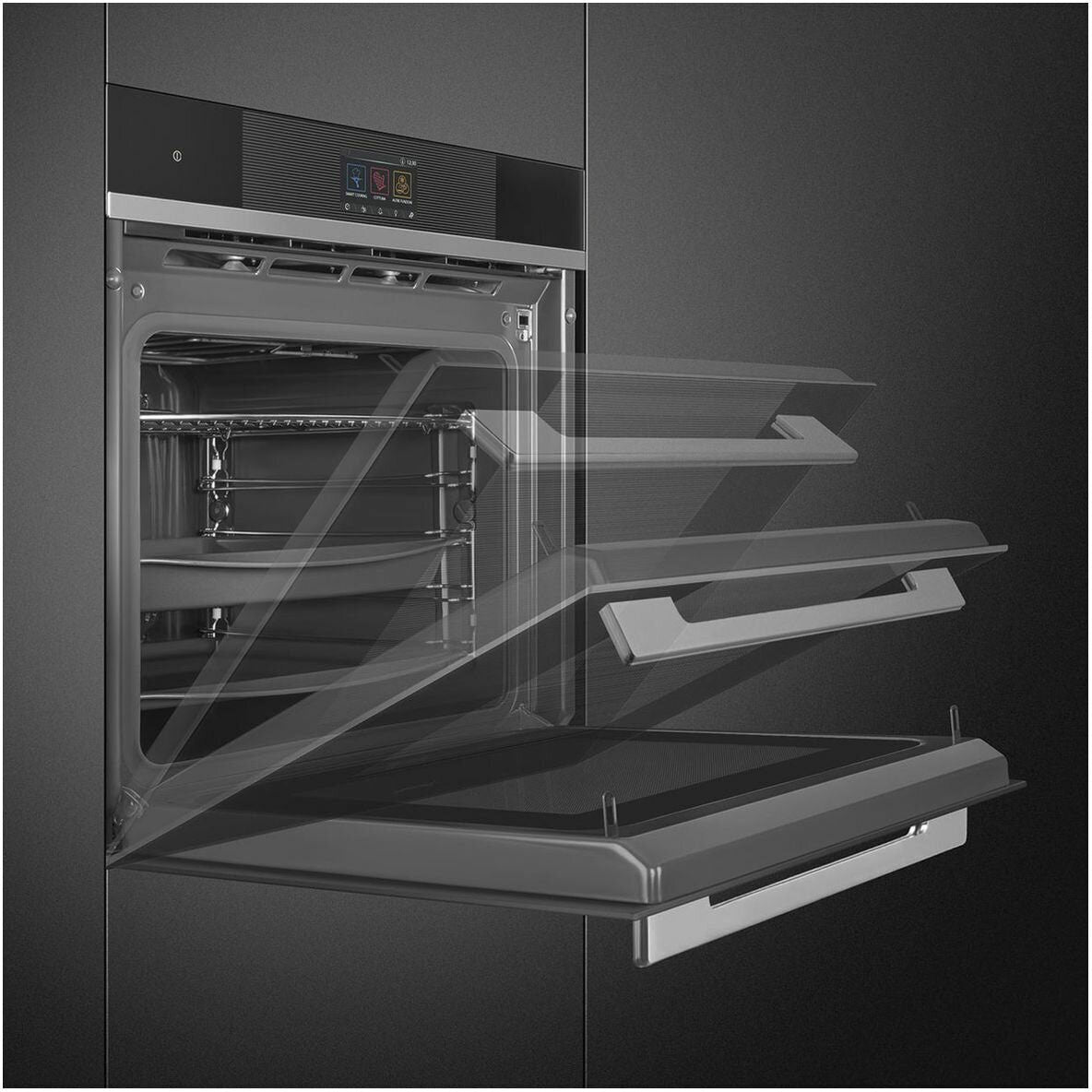 Smeg 60cm Linea Combi Steam Oven Black SOA6104S4PN