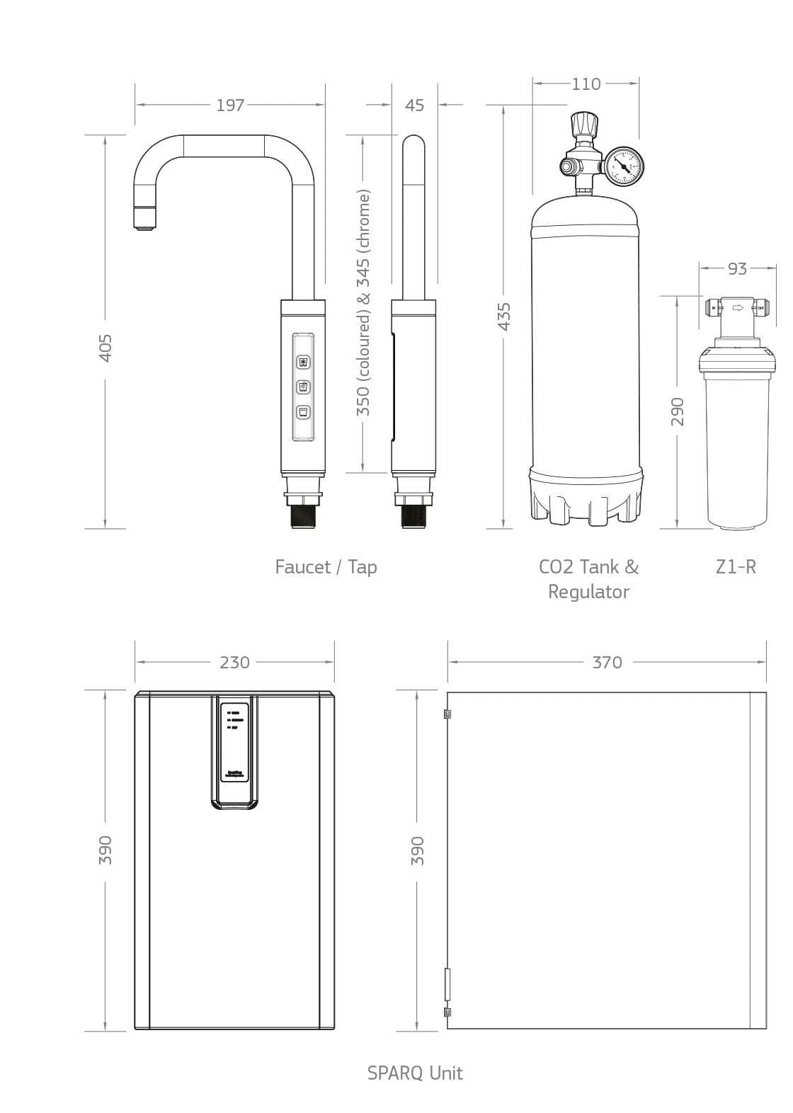 Puretec Sparkling, Chilled & Filtered Water Smart Tap Black SPARQ-S5-BK