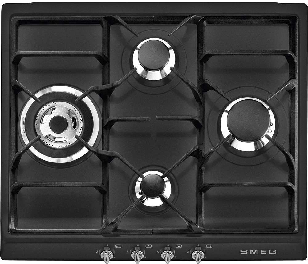 Smeg 60cm Black Enamel Gas Cooktop SRA964NGH