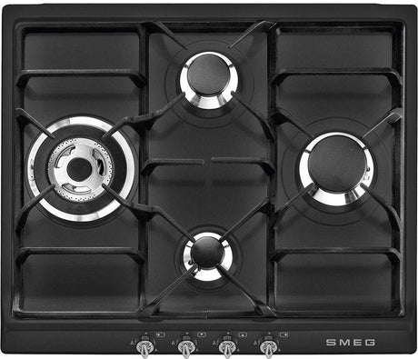 Smeg 60cm Black Enamel Gas Cooktop SRA964NGH