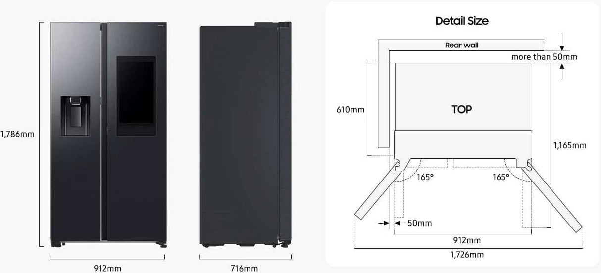 Samsung 615L Side by Side Refrigerator SRS6800BFH | Greater Sydney Only