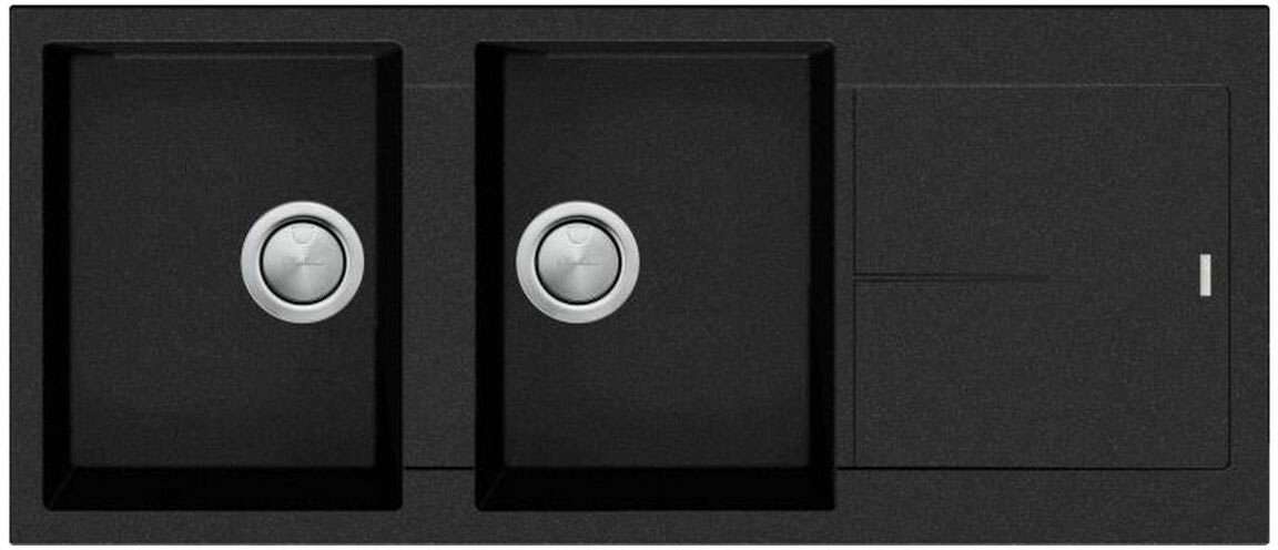 Oliveri Santorini Black Double Bowl Inset Sink With Drainer ST-BL1515