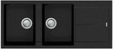 Oliveri Santorini Black Double Bowl Inset Sink With Drainer ST-BL1515