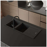 Oliveri Santorini Black Double Bowl Inset Sink With Drainer ST-BL1515