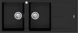 Oliveri Santorini Double Bowl Topmount Sink With Drainer Black ST-BL1516OF