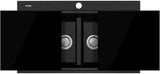 Oliveri Santorini Double Bowl Inset Sink Black With Glass Top ST-BL1566GT