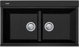 Oliveri Santorini Double Bowl Inset Sink Black With Glass Top ST-BL1566GT