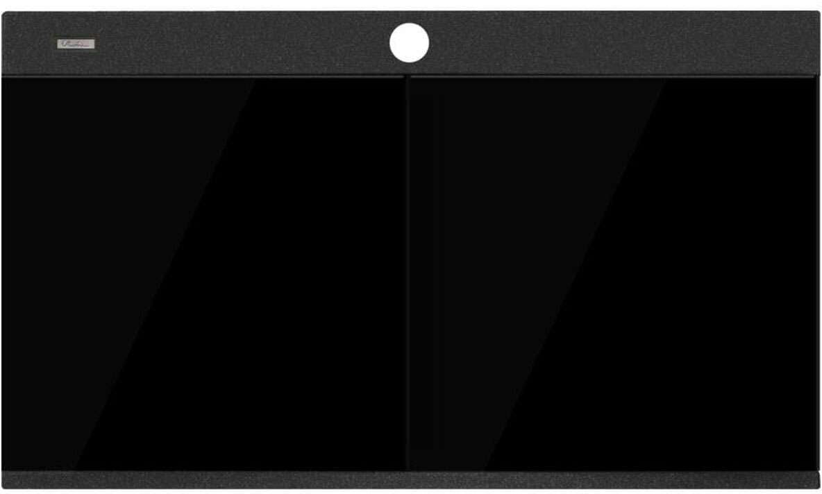 Oliveri Santorini Double Bowl Inset Sink Black With Glass Top ST-BL1566GT