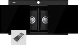 Oliveri Santorini Double Bowl Inset Sink Black With Glass Top ST-BL1566GT