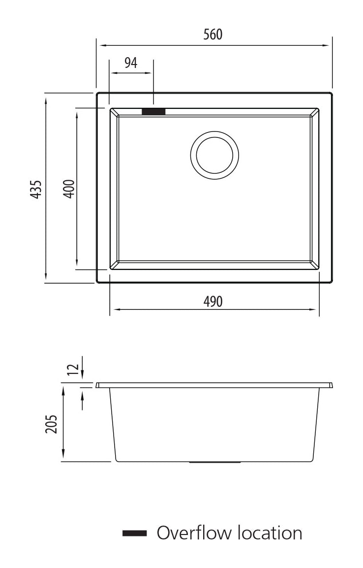 Oliveri Santorini Large Bowl Undermount Sink ST-WH1550UOF