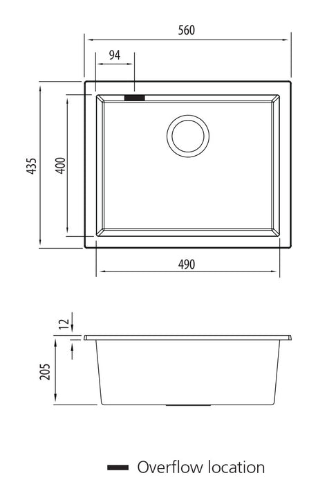 Oliveri Santorini Large Bowl Undermount Sink ST-WH1550UOF