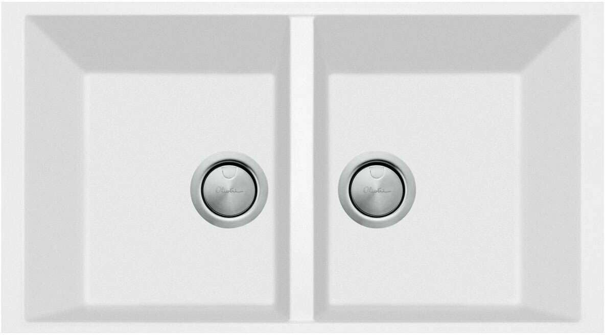 Oliveri Santorini White Piccolo Double Bowl Undermount Sink ST-WH1573U