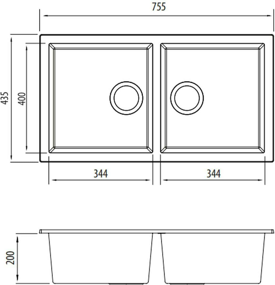 Oliveri Santorini White Piccolo Double Bowl Undermount Sink ST-WH1573U