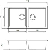 Oliveri Santorini White Piccolo Double Bowl Undermount Sink ST-WH1573U