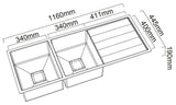 Abey Lugano Double Bowl Undermount Sink ST340DU