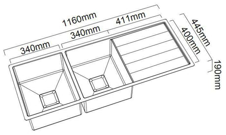 Abey Lugano Double Bowl Undermount Sink ST340DU