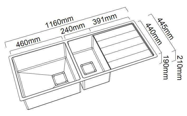 Abey Lugano 1 & 3/4 Bowl Undermount Sink ST460DU