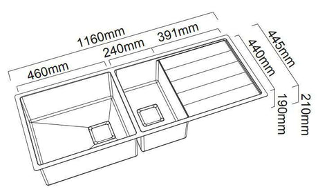 Abey Lugano 1 & 3/4 Bowl Undermount Sink ST460DU