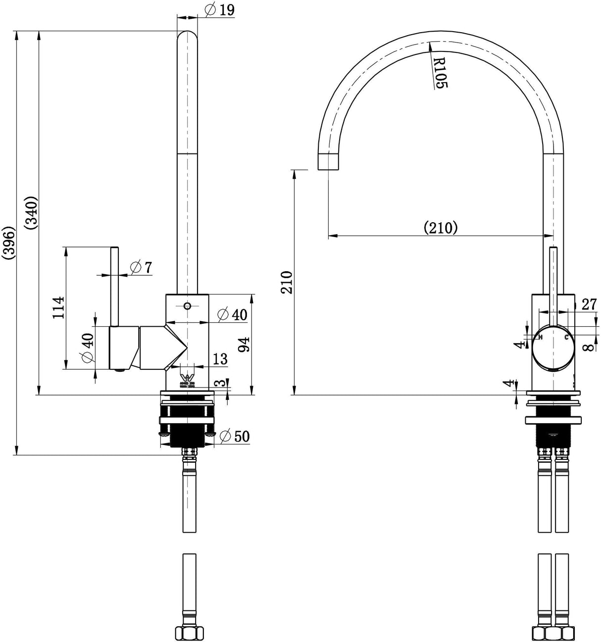 Modern National Star Mini Kitchen Mixer Tap Matte Black STRM004BK