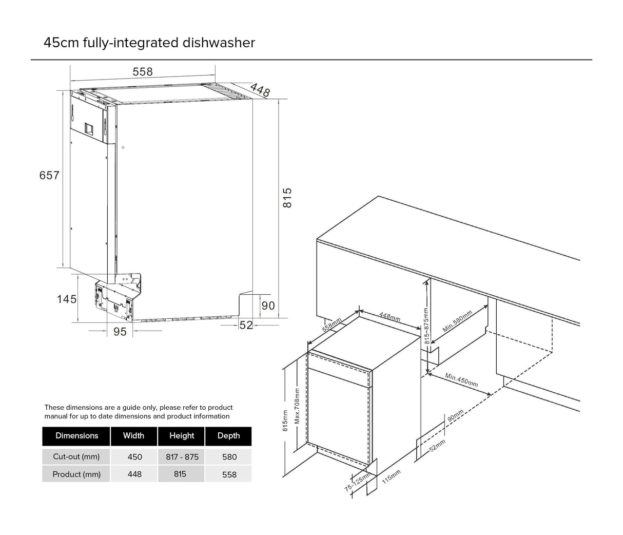 Technika 45cm Fully-Integrated Dishwasher TDX4INT-5