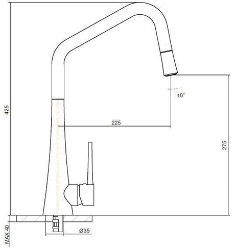 Abey Tink D Brushed Gold Kitchen Pull Out Mixer Tap TINKD-BG