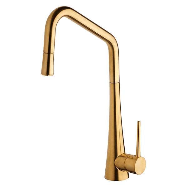 Abey Tink D Brushed Gold Kitchen Pull Out Mixer Tap TINKD-BG