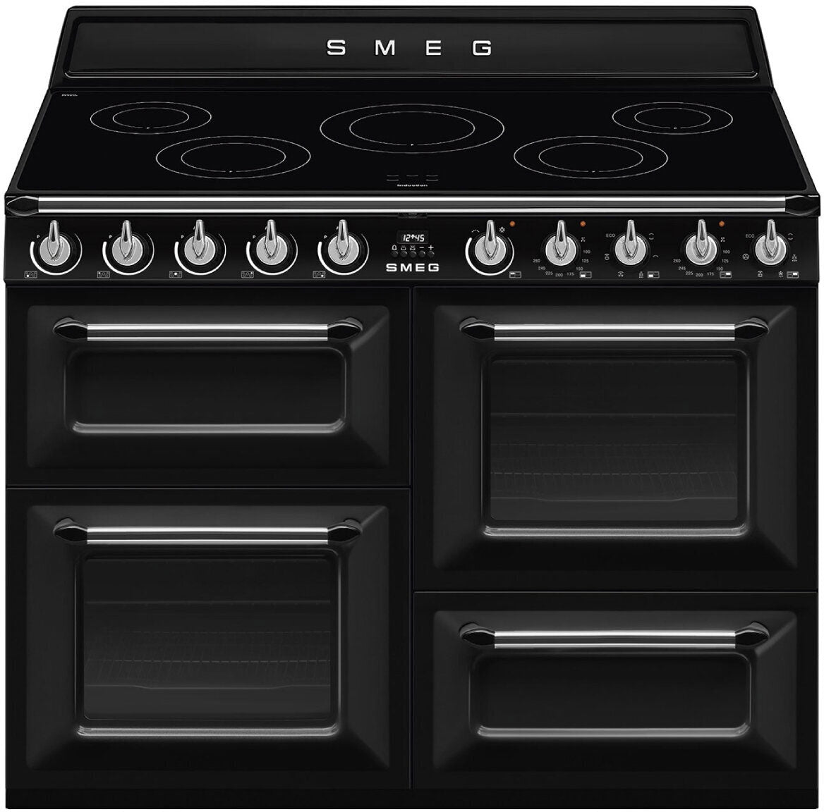 Smeg 110cm Victoria Freestanding Oven/Stove with Induction Hob Black TR4110IBL2
