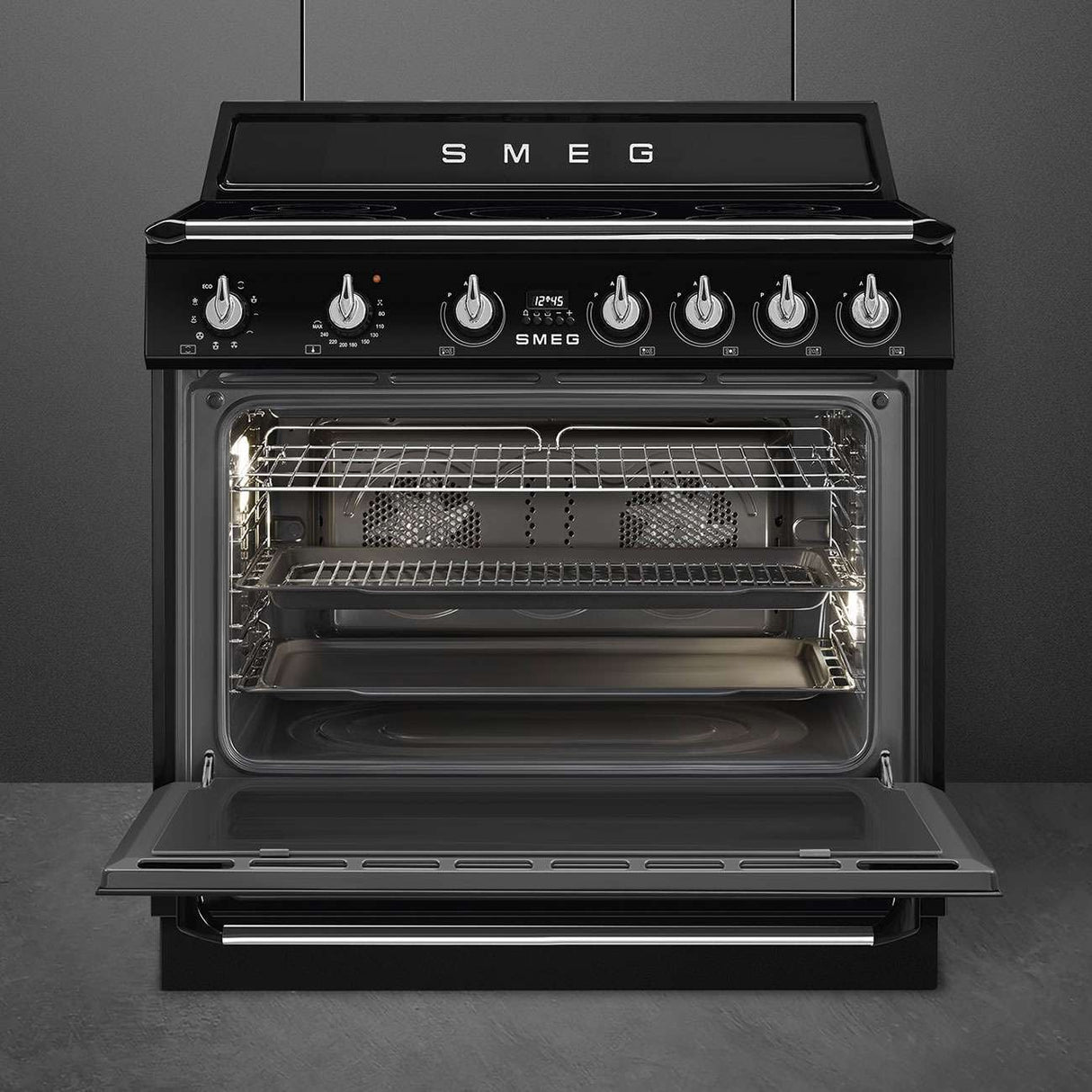 Smeg 90cm Victoria Freestanding Oven/Stove with Induction Hob Black TR90IMBL