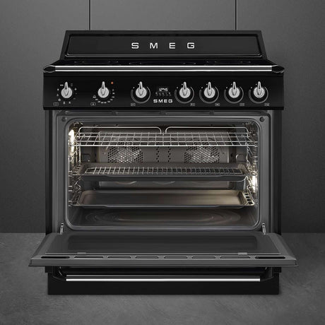 Smeg 90cm Victoria Freestanding Oven/Stove with Induction Hob Black TR90IMBL