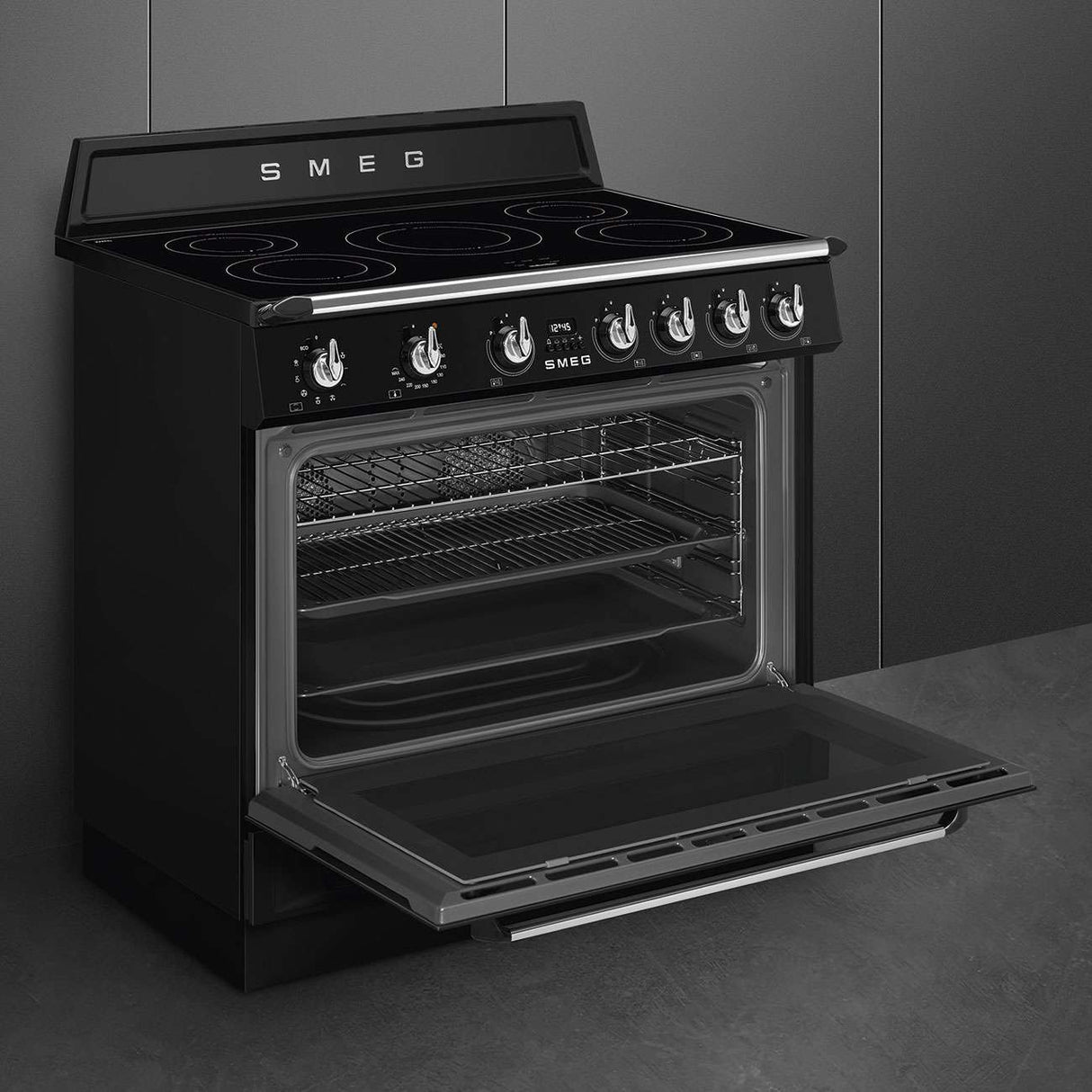Smeg 90cm Victoria Freestanding Oven/Stove with Induction Hob Black TR90IMBL